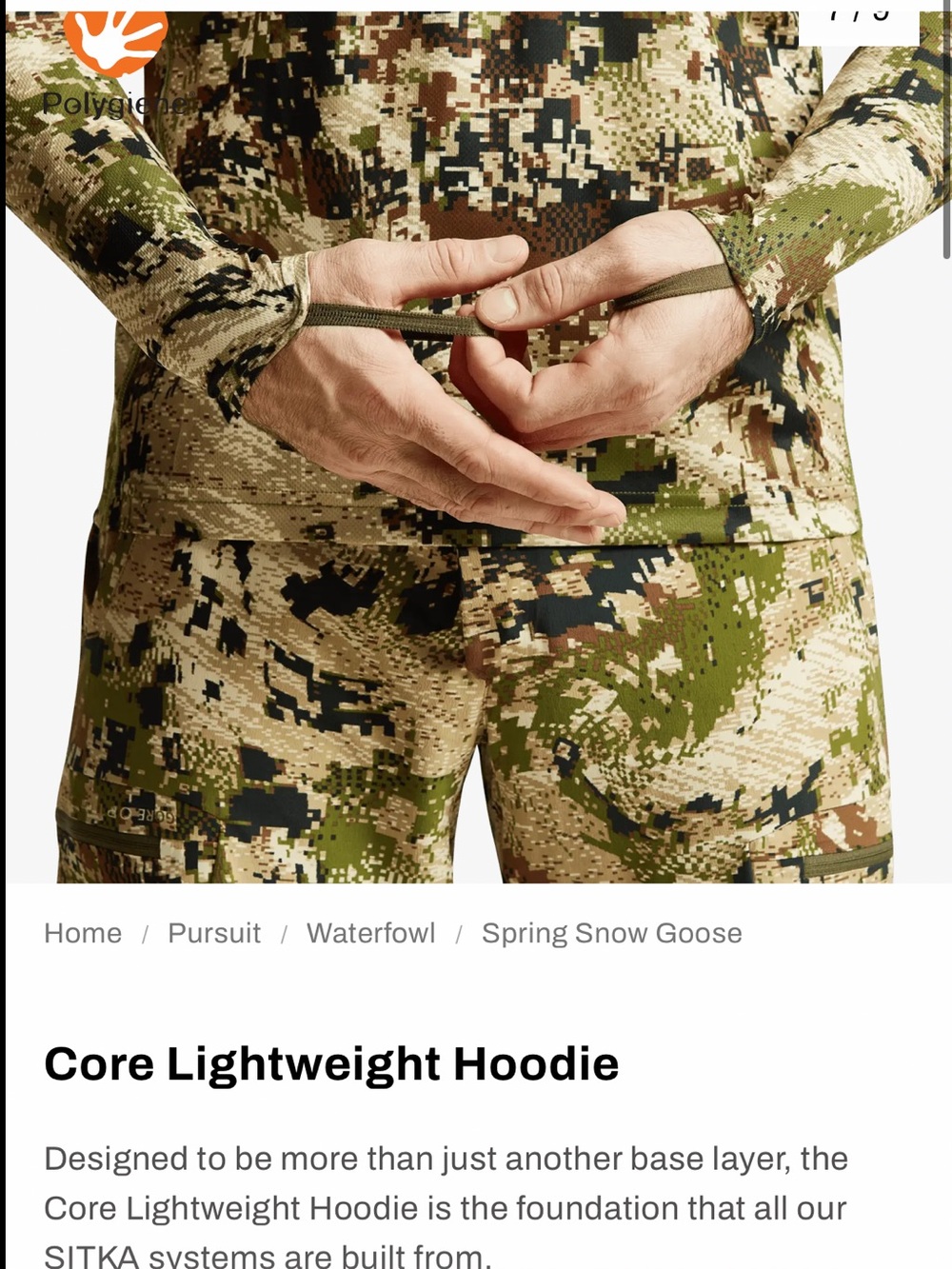 Sitka Men’s Core Lightweight Hoodie Optifade Elevated Camo Large - Picture 7 of 8